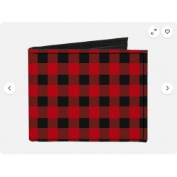 Canvas Bi-Fold Wallet Buffalo Plaid Black/Red (US IMPORT)