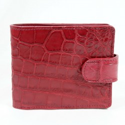 New Red Real Croc Leather Belly skin Women's Strap Bi-fold Coin Purse Wallet