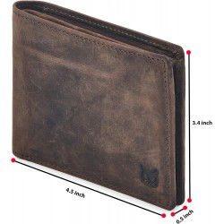 Real Leather Mens Bifold Wallet RFID Blocking Slim Minimalist Front Pocket