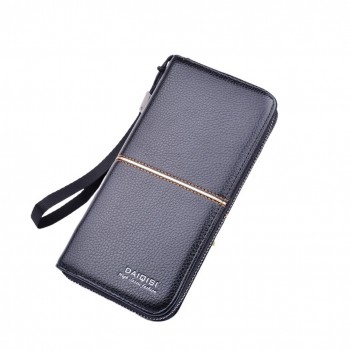 1Pc Men's PU Long Wallet Folding Business Billfold Zipper