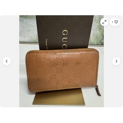 GG Organizer Leather Zip Around Brown Wallet 34680
