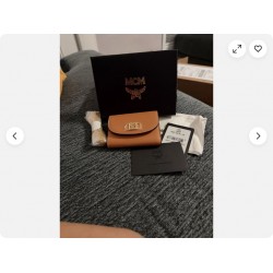 MCM Mode Travia Trifold Brown Chain Wallet