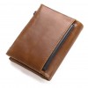 Men Retro Casual Short Wallet Double Zipper Snap Closure Coin Purse