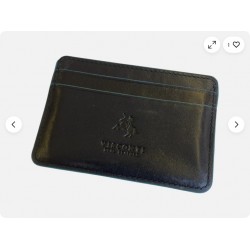 Visconti Black/Blue Leather Card Holder Wallet Men's Slim Minimalist Design