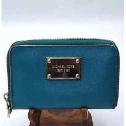 Wallet verde azulado con cremallera Women's