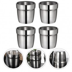 4 Pcs Stainless Steel Thickened Double Layer Water Cup Kids Anti Scald Cup