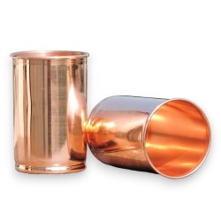 Juego de 2 vasos de Glass de Water de Copper puro para Ayurveda beneficios para la salud 300 ml