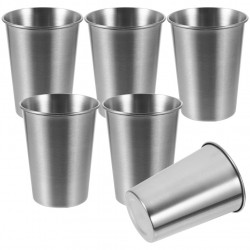 6 Pcs Water Cup Stainless Steel Coffee Cups Metal Camping Drinks