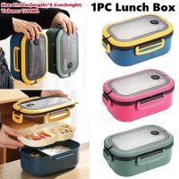 1PC Double-layer Lunch Box Portable Leakproof Bento Box with Fork and Spoon（）