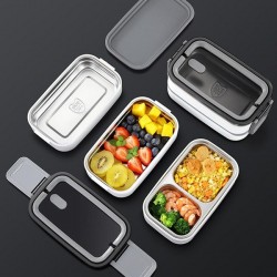 Double Layer Stainless Steel Heated Lunch Box Sealed Fresh-Keeping Insulated Bento for Case Portable Kids Food Container