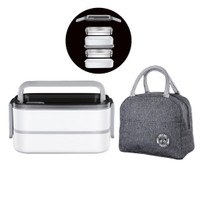Double Layer Stainless Steel Heated Lunch Box Sealed Fresh-Keeping Insulated Bento for Case Portable Kids Food Container