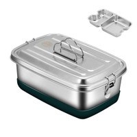 Stainless Steel Lunch Box with Compartments Leak proof Double Layer Food Storage Container for Sandwiches and Salads
