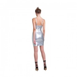 Fashion Shiny PVC Adjustable Spaghetti Strap Dresses Sleeveless Evening Party Slim Mini Dress Party Summer Mini Dress