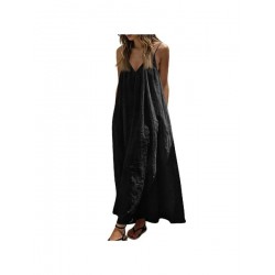 Flattering Long Sleeveless Dress For Curvy Women Soft Breathable Fabric