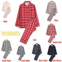 Double cotton home service pajamas cotton spring, autumn and winter couples pajamas set.Plaid pajamas