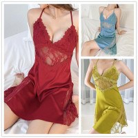 Home Thin Camisole Pajamas with Sleeveless Hollowed Out Low Cut Standing Neck Pajamas for Women's Summer Cool Backless Pajamas