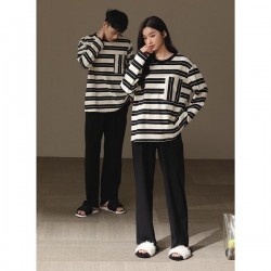 Couples Pajamas Set Women Men 100% Cotton Long Sleeve Comfortable Sleepwear Loungewear