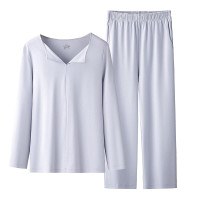 Luxurious Satin Stretch Cotton Women's Pajama Set - Soft Long Sleeve Loungewear
