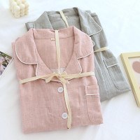 2 sizesSoft Washed Cotton Couples Pajama Set - Long Sleeve Loungewear for All Seasons