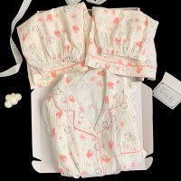 Cloud Cotton Pajama Set for Women: Sweet Short-Sleeve 3-Piece Loungewear