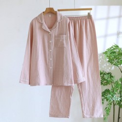 Cozy Cotton Pajama Set for Women and Men - Long Sleeve Plaid Loungewear