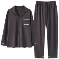 Men's 100% Cotton Pajama Set - Long Sleeve Button-Down Loungewear for Home and Casual Wear