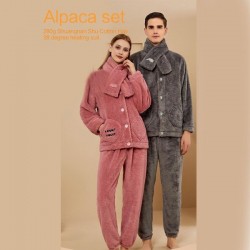 Women's Coral Fleece Pajamas Flannel Sleepwear Soft Pajamas Set Sleepwear Winter Warm Loungewear