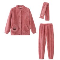 Women's Coral Fleece Pajamas Flannel Sleepwear Soft Pajamas Set Sleepwear Winter Warm Loungewear