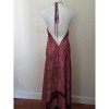100 Silk Maxi Dress Pink Floral Paisley Halter Boho India