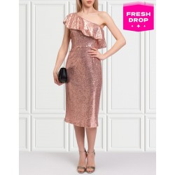 RRP 412 One-Shoulder Knee Length Dress US4 UK8 IT40 S Lined Sequins