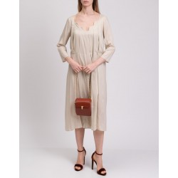 RRP 361 Midi Dress IT44 US8 UK12 L Beige Lined Made in Italy