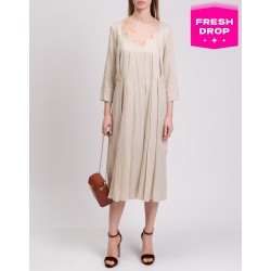 RRP 361 Midi Dress IT44 US8 UK12 L Beige Lined Made in Italy