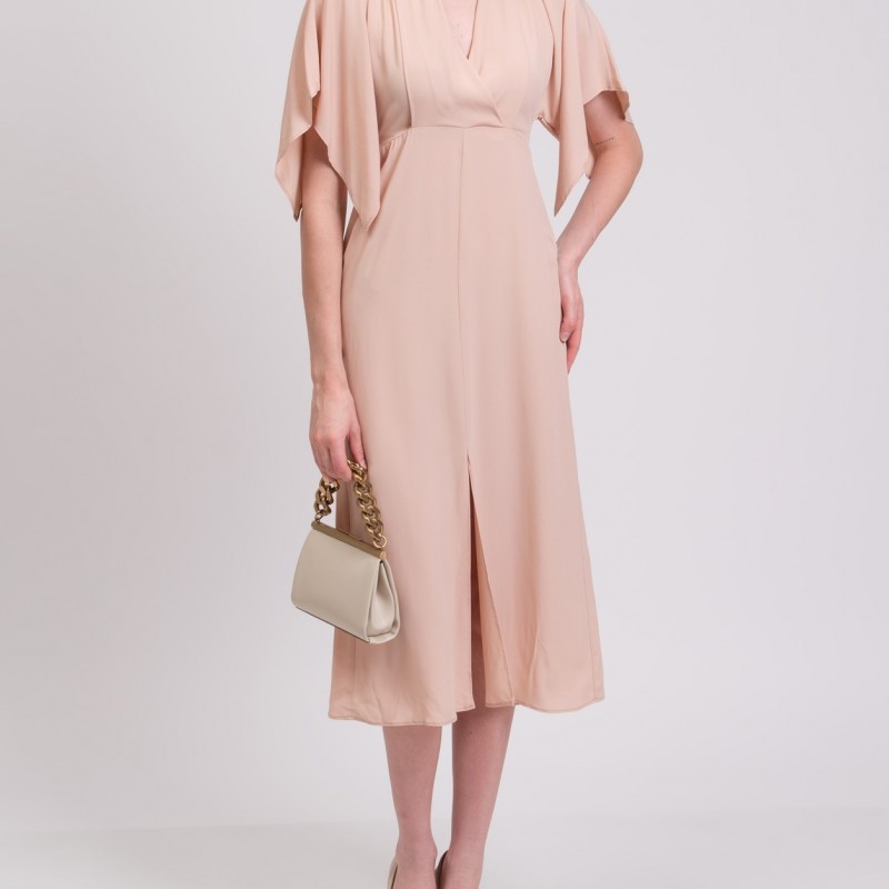 RRP 270 Midi Dress IT42 US6 UK10 M Silk Blend Draped Made in Italy