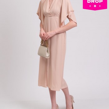 RRP 270 Midi Dress IT42 US6 UK10 M Silk Blend Draped Made in Italy