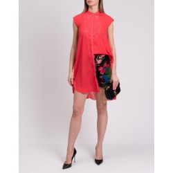 RRP 480 TECH Interest Trapeze Dress IT44 UK12 US8 L Red Embroidered