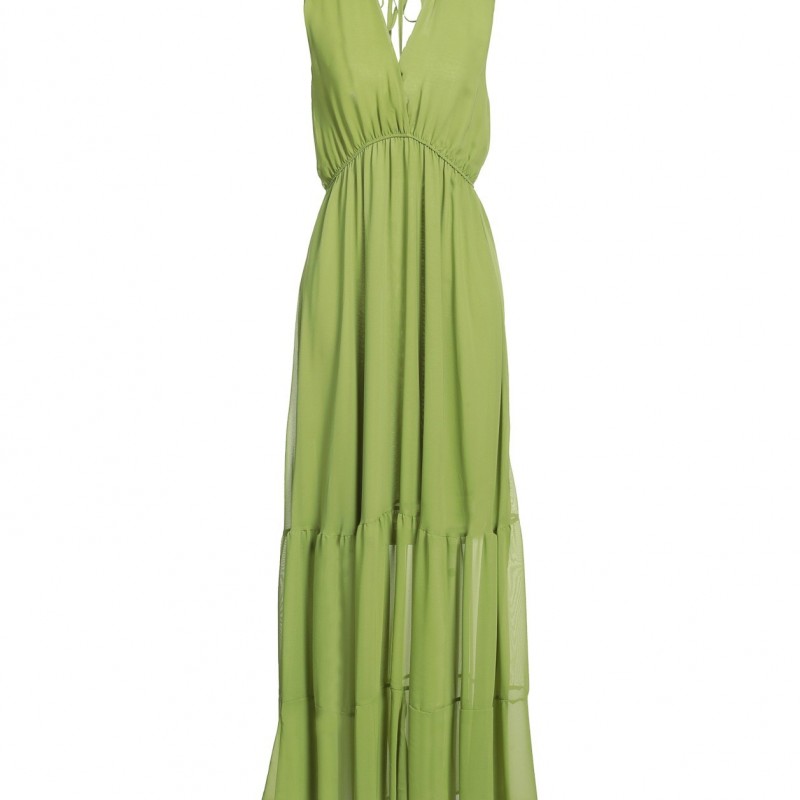RRP 596 Maxi Dress IT42 US6 UK10 M Green Sleeveless Made in Italy
