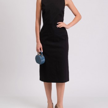 RRP 243 Pencil Dress IT46 US10 UK14 XL Black Cross-Over Made in Italy