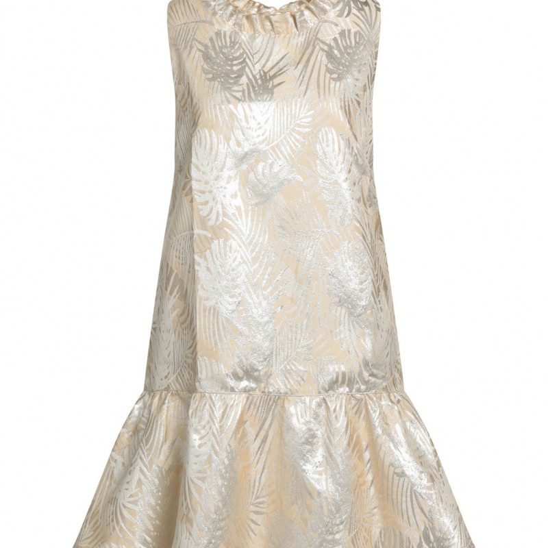 RRP 307 Jacquard Mini Dress Beige Hawaiian Made in Italy