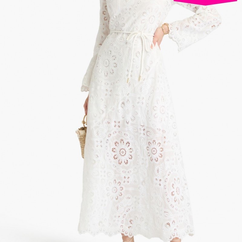 RRP 1200 Ottie Long Dress AU0 US4 UK6 S Embroidered Long Sleeve