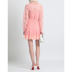 RRP 327 Trapeze Mini Dress IT38 US UK6 XXS Pink Lace Belted Inner Slip