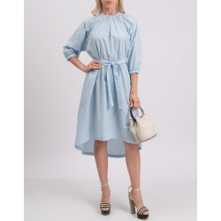RRP 439 EASY Midi Dress IT42 US6 UK10 M Blue Belted Made in Italy