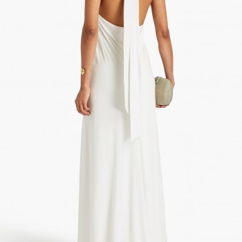 RRP 580 Evening Dress US2 UK6 IT38 XS White Lined Twisted