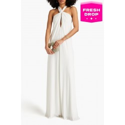 RRP 580 Evening Dress US2 UK6 IT38 XS White Lined Twisted