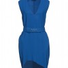 RRP 705 Mini Dress IT44 US8 UK12 L Blue Belted Sleeveless V-Neck