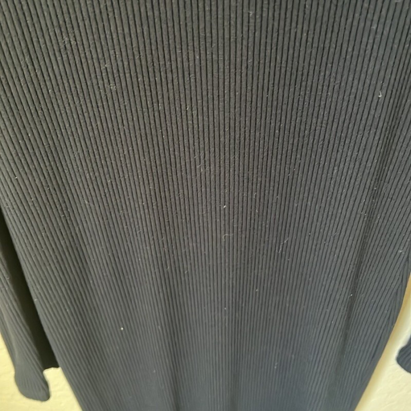 Ribbed Cut Out Shoulder Black Long Sleeve Mini Dress