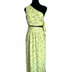 148 Darlin One Shoulder Maxi Dress In Lemon Ditsy