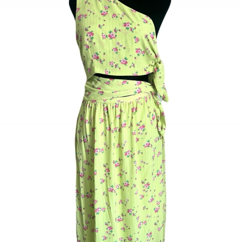 148 Darlin One Shoulder Maxi Dress In Lemon Ditsy