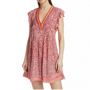 Poupette St. Barth Sasha Pink Floral Mini Dress XS