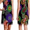 Black Purple Green Yellow Mandala Beaded Shift Dress Women s