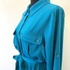 Button Up Shirt Dress Pockets Waist Tie Adjustable Long Sleeve